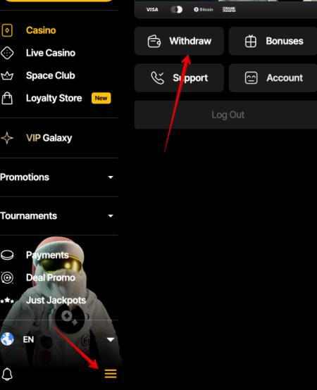 just casino withdrawal problems