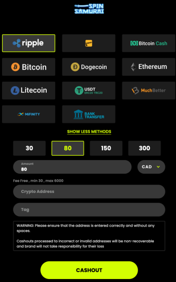 Spin Samurai casino withdrawal problems